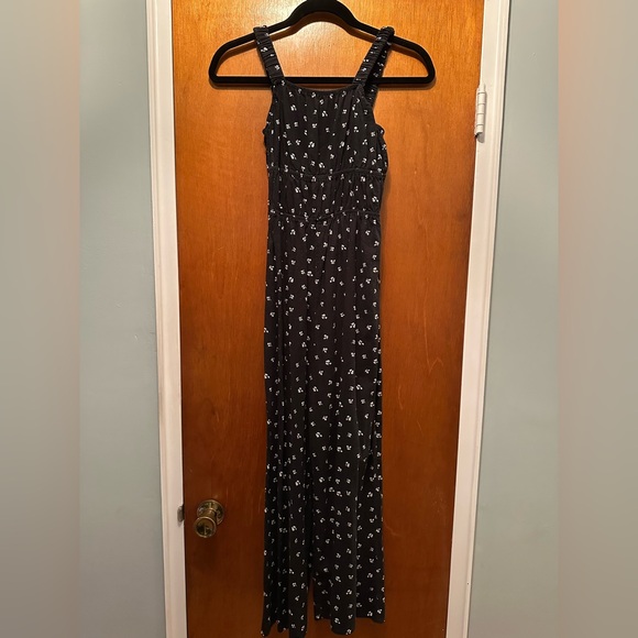 art class Other - Kids Art Class Black Jumpsuit with White Floral Pattern